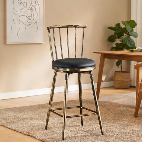 Tabouret de bar en métal et simili cuir style Windsor industriel (1/5)
