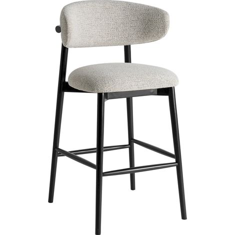 Tabouret contemporain en bois de frêne noir finition marbrée - Noir marbré bois de frêne (1/5)