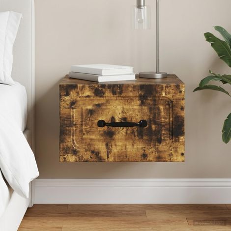 vidaXL Mobiletto da notte a muro Rovere Fumo 34,5 x 33 x 20 cm (1/5)