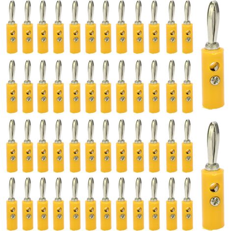 Connecteur Banane 4mm JT-002 Sans Soudure, Nouveau Type pour Instruments d'Enseignement, Jaune (1/5)