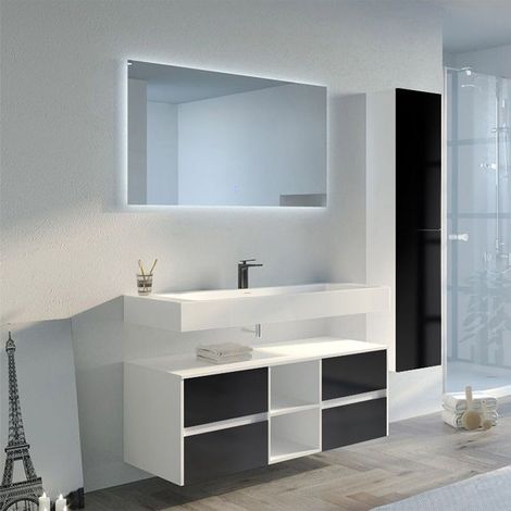 Meuble de salle de bain VISENZA 1200 Noir (1/5)