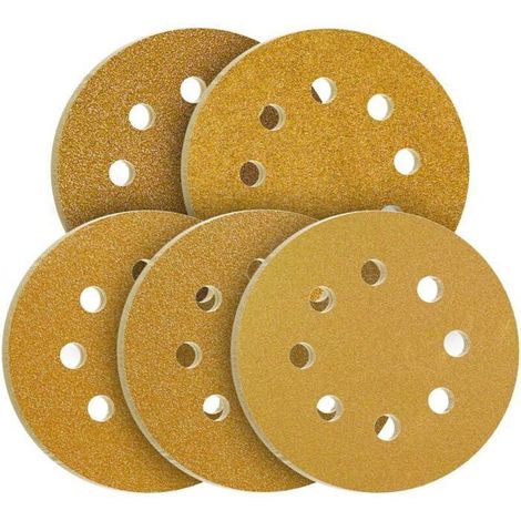Disque Poncage 125mm 40/60/80/120/240 Grain Mixte Papier Poncer 100pcs Disques Abrasif pour Ponceuse Excentrique Papier de Verre (1/4)