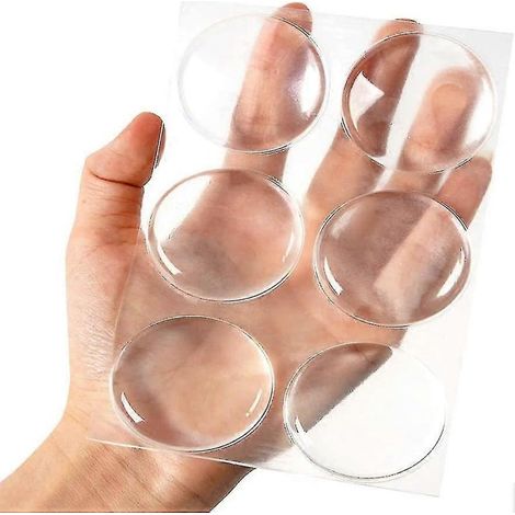 Protection murale pour poignée de porte, lot de 6, transparente, ronde, en caoutchouc souple, autocollante. (1/5)
