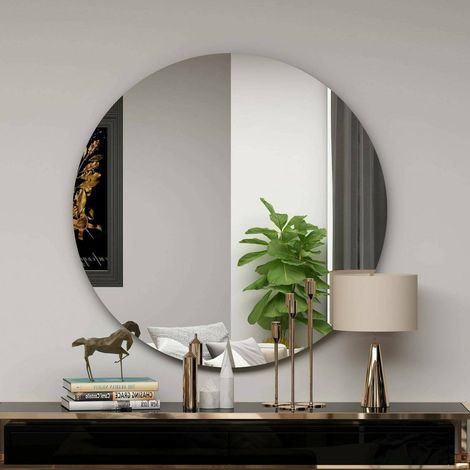 Dmora - Espejito Phaeton, Espejo, Objeto de decoración de pared, Decoración de espejo, 70x2h70 cm, Negro, con embalaje reforzado (1/4)