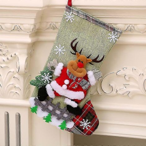 Calcetines navideños con estampado de alces, bolsa de regalo para dulces navideños, decoración para chimenea y árbol de Navidad, Banban de Año Nuevo