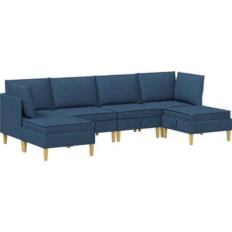 vidaXL Canapé modulaire avec rangement 6 pc Bleu Tissu (1/5)