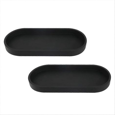 Ensemble de 2 plateaux de salle de bain, plateau de rangement ovale en silicone noir (1/5)