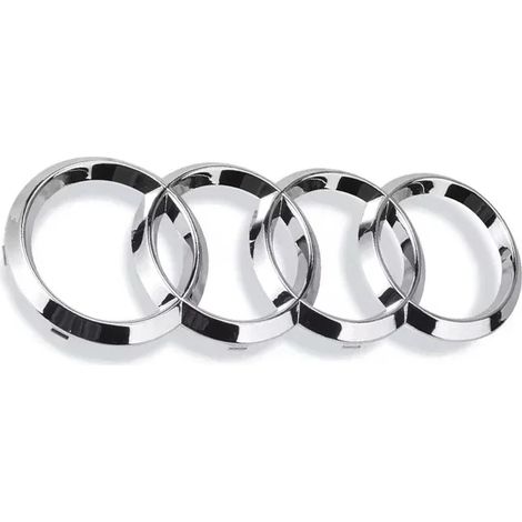 (Chrome, arrière 185 mm) 1 emblème de capot avant, logo de capot, badge de coffre arrière, compatible avec Audi A3 A4 A5 A6 A7 A1 A2 Q2 Q3 Q4 Q5 Q7 Q8 TT S3 S4