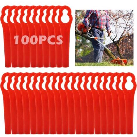 Lames de rechange en plastique pour tondeuse à gazon, 100 pièces - Lames en plastique pour jardin, pelouse, jardinage, accessoires de tondeuse à gazon (1/5)