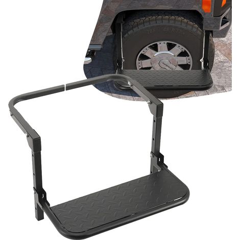 Pedana poggiapiedi per auto, struttura in ferro, lunghezza 500 mm, larghezza 190 mm, larghezza pneumatici compatibili 270–380 mm, 3 livelli di altezza regolabili. (1/5)