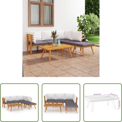 Holzsofa - 6-tlg. Garten-Lounge-Set mit Kissen Massivholz Akazie (1/5)