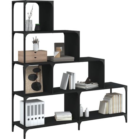 Bücherregal 4 Etagen Schwarz 139x33,5x149 cm Holzwerkstoff vidaXL (1/5)