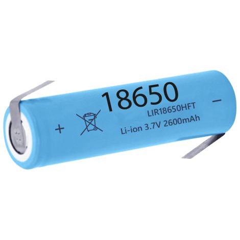 Batteria Ricaricabile Litio 18650 3.7V 2600mAh 7/5AF linguette a saldare lamelle