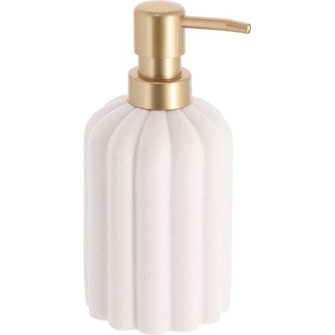 Distribuidor de jabón de polirresina rayada de 350 ml - marfil - Tendance (1/2)