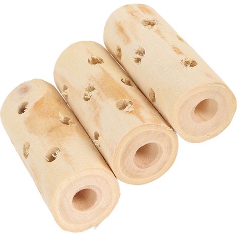 Lot de 3 bâtonnets à mâcher en bois de pommier pour petits animaux (chinchillas, hamsters, cochons d'Inde, lapins, sans écorce). (1/5)