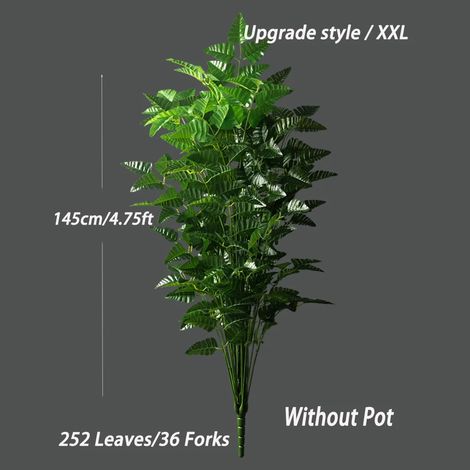 (145 cm, 36 branches) Grand arbre artificiel de feuilles de Perse, faux palmier, branche de Monstera en plastique, grande fougère tropicale pour la décoration de la maison et du jardin (1/4)