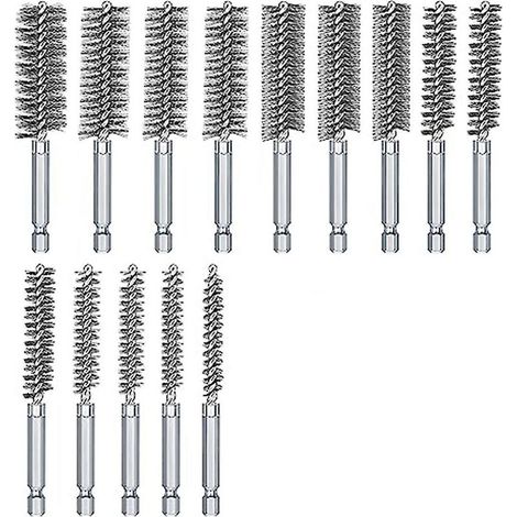 Lot de 14 brosses pour forets, brosses en acier inoxydable pour forets de 6,35 mm (1/4 pouce) (1/5)