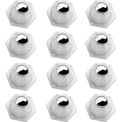 12 pièces Roulettes pour Meubles Adhésives Roulette Pivotante Roulette Charge Lourde avec Vis pour Petits Meubles (Blanc) (1/5)