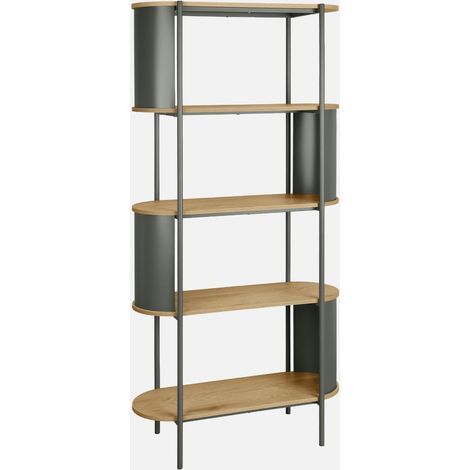 Estantería de biblioteca de metal curvado, 5 niveles