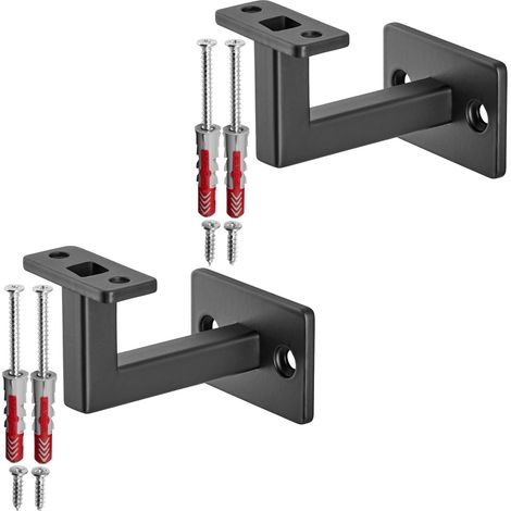 SOTECH Handlaufhalter NOBLE 90° Stahl schwarz pulverbeschichtet 58 x 58 x 75 mm Geländerhalter eckig Halter für Treppengeländer, 2er Set