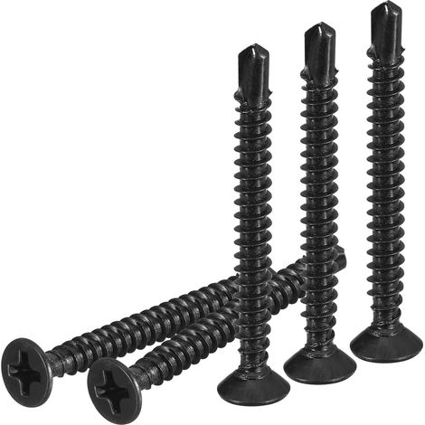 100Pcs Vis Autoforeuses ST3.5x32mm Phillips Vis Pour Tôle Noir (1/5)