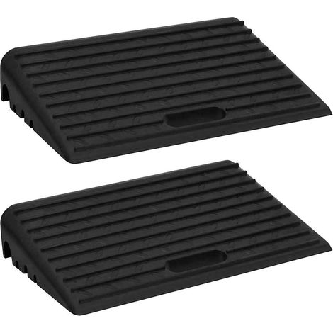 2 rampes d'accès de bordure en caoutchouc antidérapant noires 50 x 30 x 11 cm - PANGIVO (1/5)