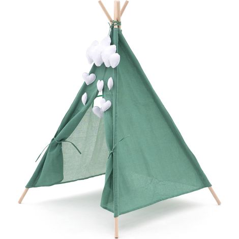 Tipi Infantil Montesori Robincool Kaplana 80x80x110 cm Plegable Uso Interior y Exterior Fabricado en Tela Verde (1/5)