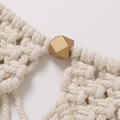 Tapisserie tissée à la main pure avec perles en bois (blanc) 1 morceau (1/5)