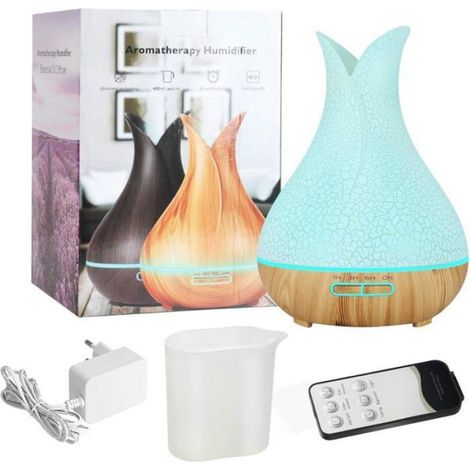 Diffuseur d'huiles essentielles 400 ml, humidificateur, arrêt automatique, lumière LED 7 couleurs, diffuseur de parfum d'intérieur (1/5)