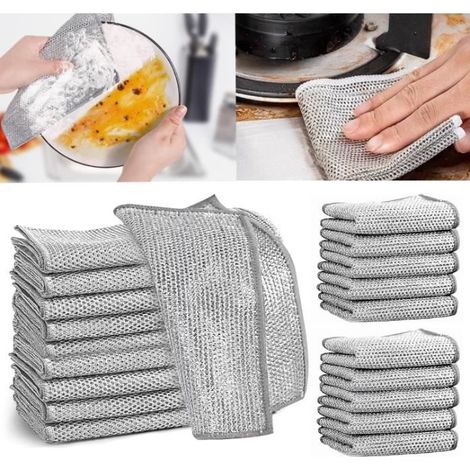 Lot de 20 chiffons de vaisselle multifonctionnels anti-rayures pour vaisselle humide et sèche (1/4)