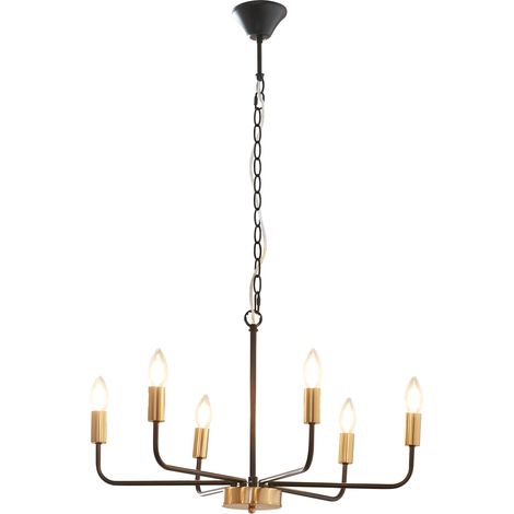 Lampadario a 6 luci 153 x 62 x 62 cm metallo nero 030009939