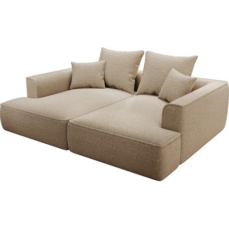Divano 3 posti seduta comfort e profonda in tessuto ciniglia talpa - PINETA (1/5)