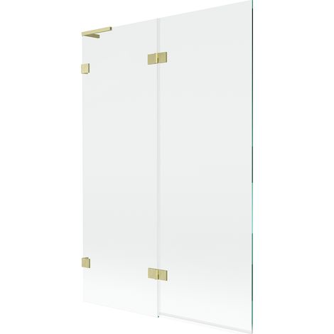 Mexen Lunar L Badewannenfaltwand 2-flügelig links 120 x 150 cm, transparent, gebürstet gold - 897L-120-100-55-00-L (1/5)