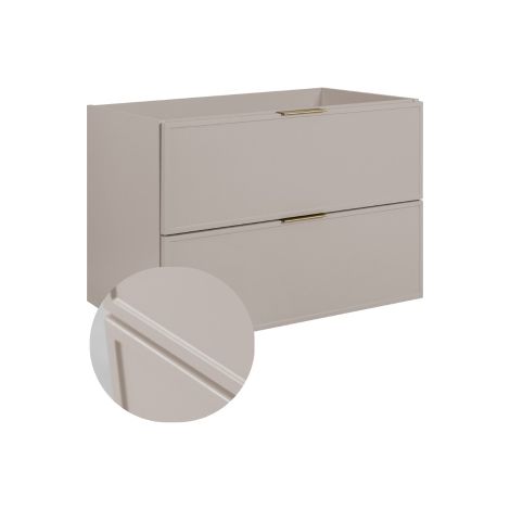 Rodan Waschbeckenunterschrank Slim 80 cm, Cashmere, 46 x 80 x 57 cm, wandhängend, 3 Grifffarben inklusive, feuchtraumgeeignet