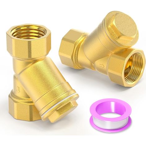 2 pièces de valve filtrante en laiton avec tamis en Y, valve de raccordement à filetage femelle 3/4" BSP DN20 pour la séparation eau-huile