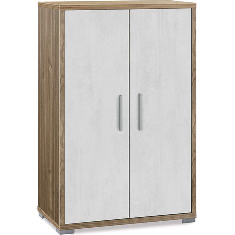 Armadietto Multiuso 2 Ante 71x110x41 cm Noce Stelvio/Ossido Bianco (1/3)