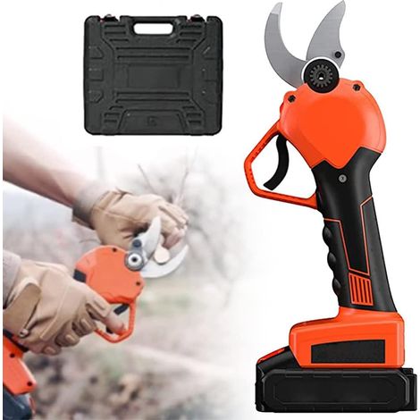 Tijeras de podar eléctricas inalámbricas de 21 V con batería de iones de litio de 5000 mAh y cargador. Tijeras de podar inalámbricas profesionales para jardinería de árboles frutales. (1/5)