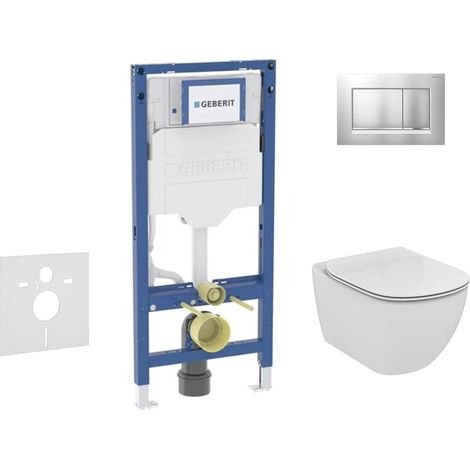 Geberit Duofix - Conjunto de módulo de instalación empotrada, inodoro Tesi y asiento softclose, pulsador Sigma30, cromo mate/cromo SANI11CD2138 (1/5)