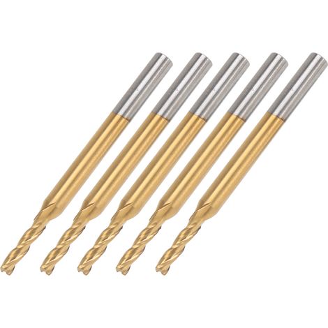 5 pièces Fraise 3 Trous Plaquée Titane pour Gravure 3D et Perçage, 3.175x2x8x40 (1/5)