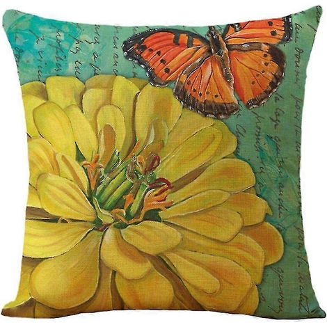 Housse de coussin d'extérieur, ensemble de housses de coussin imperméables à motif chrysanthème pour canapé, terrasse, jardin, salon, chambre, 44 x 44 cm (1/5)