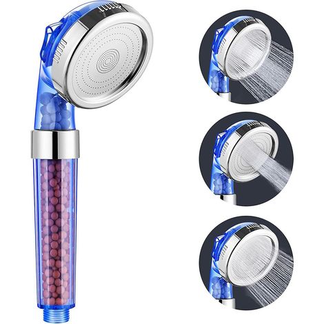 bleu Pommeau De Douche Economie Deau, Anti Calcaire, 3 Modes Diffrents, Haute Pression, Filtration, Convient I'utilisation Avec De L'eau Dure, Bi (1/5)