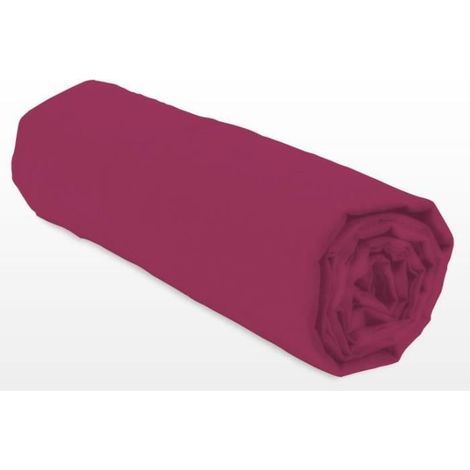 Drap-housse - LOVELY HOME - LH71610 - 180x200+30 cm - Fuchsia (1/3)