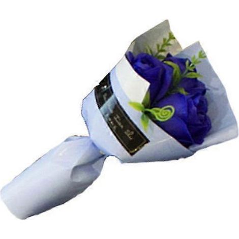 Bouquet de 3 roses artificielles, savon à la main, cadeau de Saint-Valentinbleu saphir (1/5)