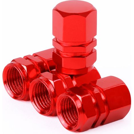 4pcs Auto Alloy Tire Wheel Valve de moyeu de poussière Soupape résistante à l'explosion (rouge) (1/5)