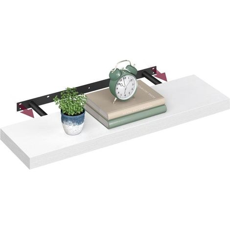 Étagère murale flottante rangement décoratif 20 x 80 x 3,8 cm en MDF blanc neige (1/2)