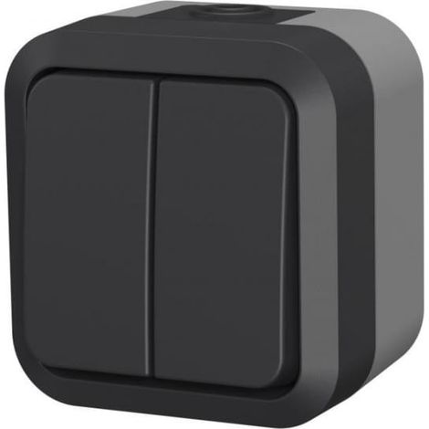 Aufputz-Doppel-Kronleuchterschalter Aqua Pro IP55 Graphitgrau 60323