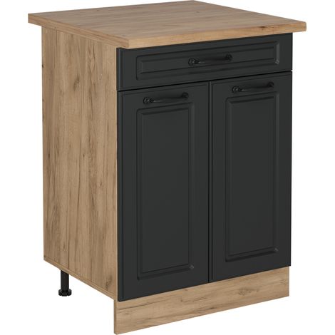 Meuble cuisine R-Line, Anthracite campagne, 60cm avec tiroir, PT Chêne, Vicco