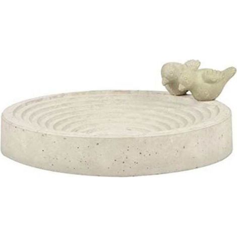 Esschert Design – Bain d'oiseaux en béton – D 29,3 cm x H 10,5 cm – Escaliers sécurisés pour oiseaux – Pour abreuver et nager