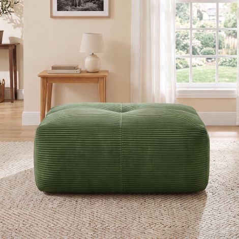 Pouf Hamlet in velluto a coste verde WL (1/5)