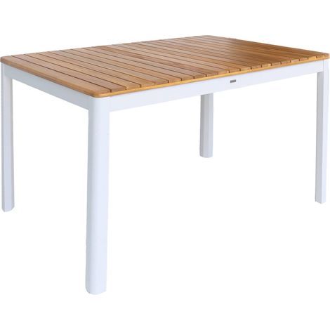 6-seater acacia wood garden table , Senora, White, 120x80x75 cm